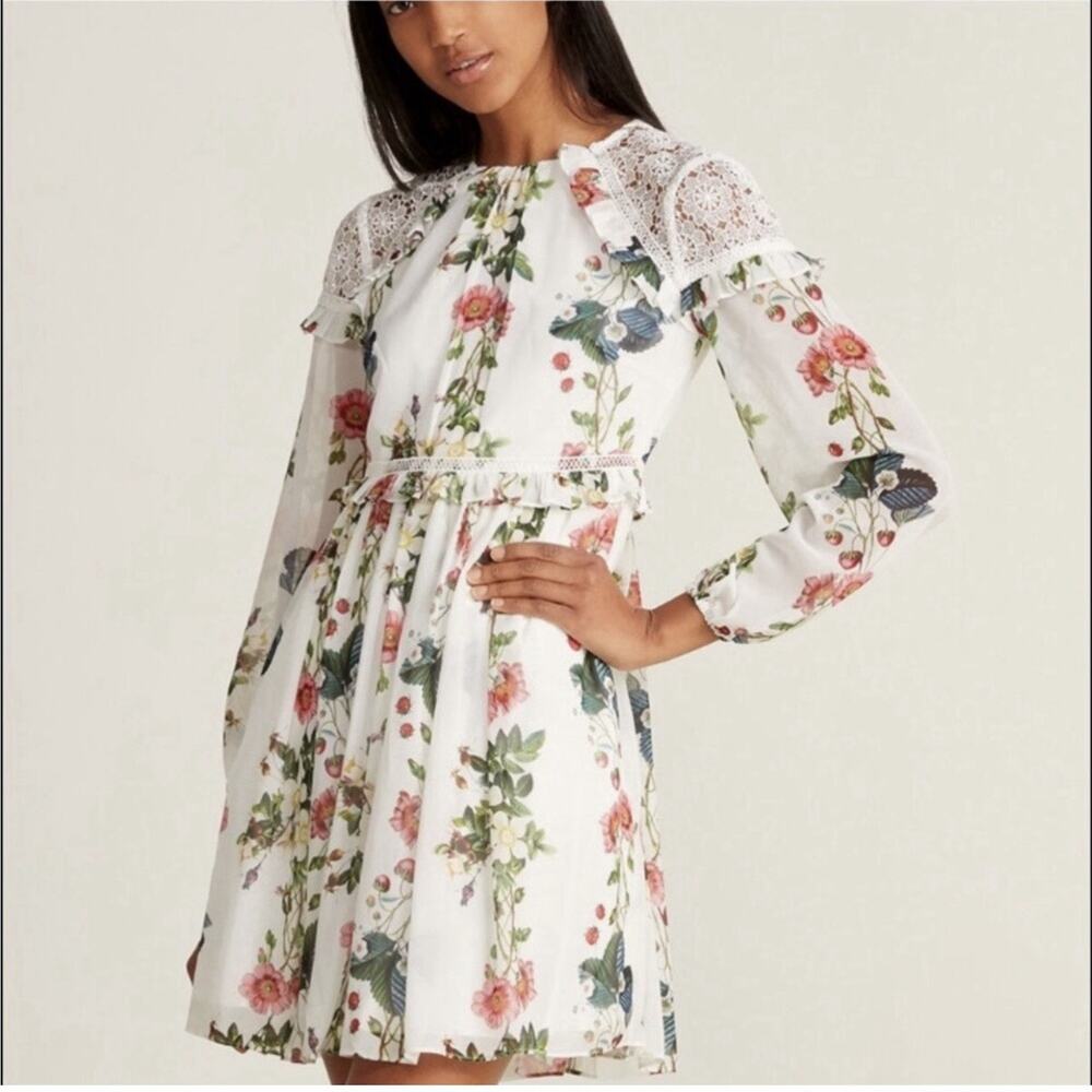TED BAKER LONDON Maryam Oracle Long Sleeve Dress Floral Multi Size 4 $329 NEW - Picture 13 of 14